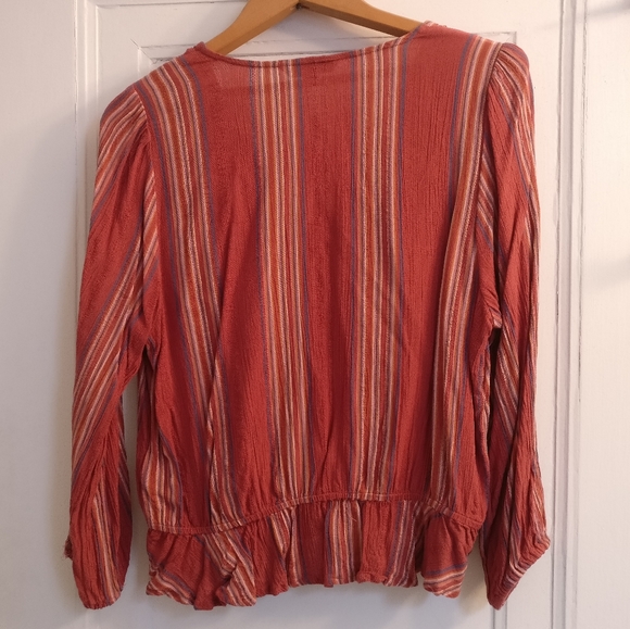 American Eagle XL rust-coloured striped blouse - Picture 4 of 5